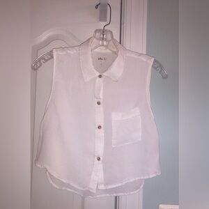 Hollister White Sleeveless Button Down Shirt Size XS